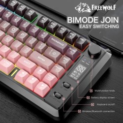 FREEWOLF M75 Screen Keyboard Wireless with Metal Knob,Bluetooth Dual M