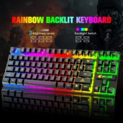 Wireless Gaming Keyboard and Mouse Combo,Rainbow Backlit Rechargeable 