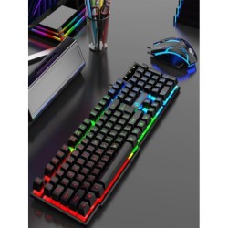 Cool light wired keyboard and mouse set, mechanical feel, floating hig