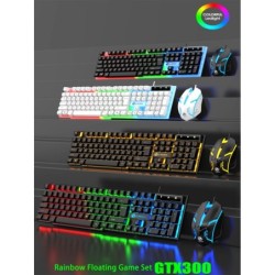 Cool light wired keyboard and mouse set, mechanical feel, floating hig