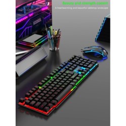Cool light wired keyboard and mouse set, mechanical feel, floating hig