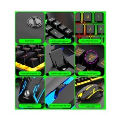 Cool light wired keyboard and mouse set, mechanical feel, floating hig