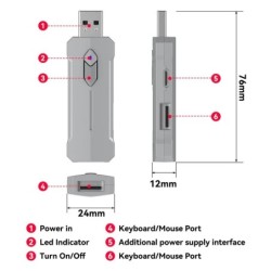5 in 1 Keyboard Mouse Gaming Converter Bluetooth-Compatible 5.3 for PU