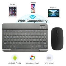 Bluetooth Keyboard Mouse For iPad Mac Android Phone Tablet Slim Office