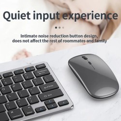 Portable Ergonomic Silent Wireless Keyboard Mouse Combo 2.4G Dual Mode
