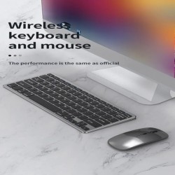 Portable Ergonomic Silent Wireless Keyboard Mouse Combo 2.4G Dual Mode