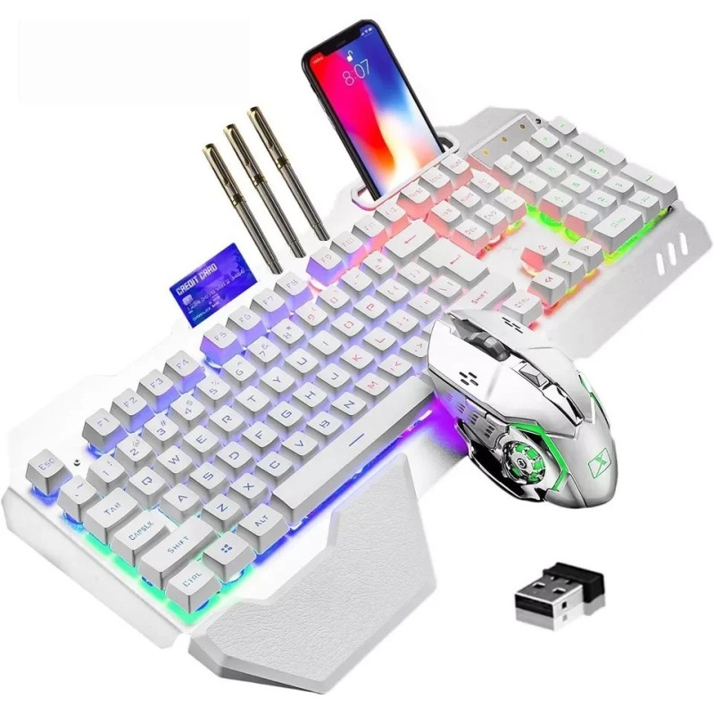 Wireless Gaming Keyboard and Mouse RGB Backlit Rechargeable with Remov Wireless Gaming Keyboard and Mouse RGB Backlit Rechargeable with Remov