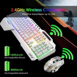 Wireless Gaming Keyboard and Mouse RGB Backlit Rechargeable with Remov