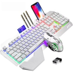 Wireless Gaming Keyboard and Mouse RGB Backlit Rechargeable with Remov