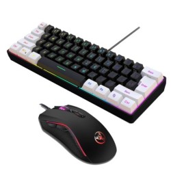 HXSJ V700BW A869 USB Keyboard Mouse Kit 61-key Wired RGB Backlight Com