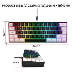 HXSJ V700BW A869 USB Keyboard Mouse Kit 61-key Wired RGB Backlight Com