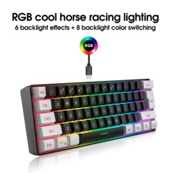 HXSJ V700BW A869 USB Keyboard Mouse Kit 61-key Wired RGB Backlight Com