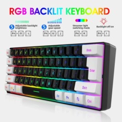 HXSJ V700BW A869 USB Keyboard Mouse Kit 61-key Wired RGB Backlight Com