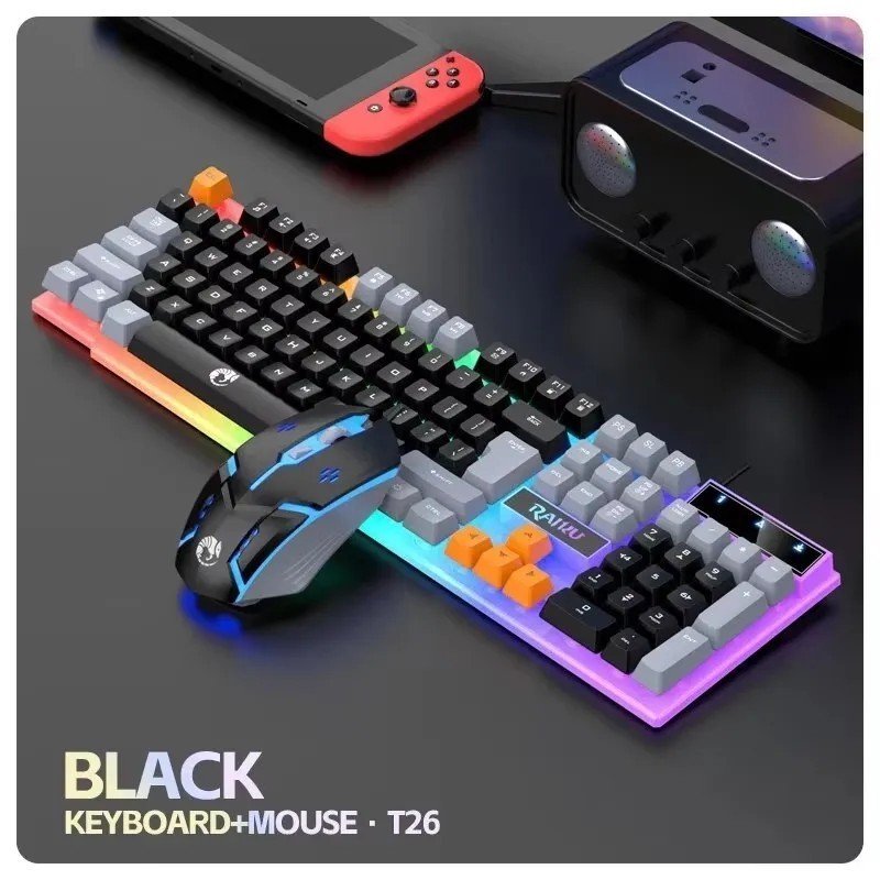 RAIKU T26 Wired 104 Keys Membrane Keyboard And Mouse Suit Kinds of Col RAIKU T26 Wired 104 Keys Membrane Keyboard And Mouse Suit Kinds of Col