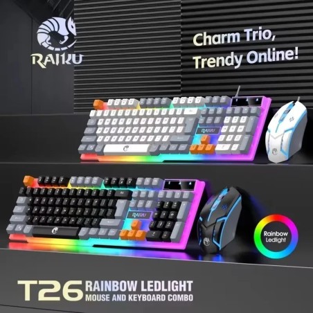 RAIKU T26 Wired 104 Keys Membrane Keyboard And Mouse Suit Kinds of Col