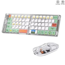 Foldable Keyboard and Mouse,Bluetooth5.1 Dual Modes Wirless Transparen
