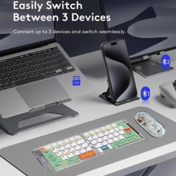 Foldable Keyboard and Mouse,Bluetooth5.1 Dual Modes Wirless Transparen