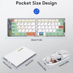 Foldable Keyboard and Mouse,Bluetooth5.1 Dual Modes Wirless Transparen