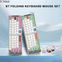Foldable Keyboard and Mouse,Bluetooth5.1 Dual Modes Wirless Transparen