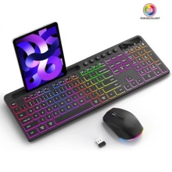 Wireless Keyboard and Mouse Combo with Backlit Full Size Ergonomic Key