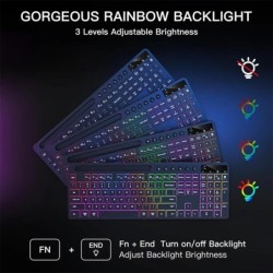 Wireless Keyboard and Mouse Combo with Backlit Full Size Ergonomic Key