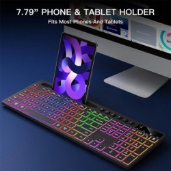 Wireless Keyboard and Mouse Combo with Backlit Full Size Ergonomic Key
