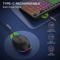Wireless Keyboard and Mouse Combo with Backlit Full Size Ergonomic Key