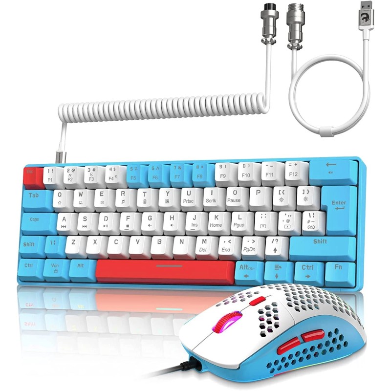 60 Mechanical Keyboard and Mouse Combo + Tray USB C Cable, RGB LED Bac 60 Mechanical Keyboard and Mouse Combo + Tray USB C Cable, RGB LED Bac