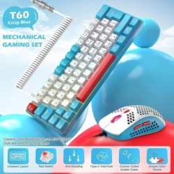 60 Mechanical Keyboard and Mouse Combo + Tray USB C Cable, RGB LED Bac