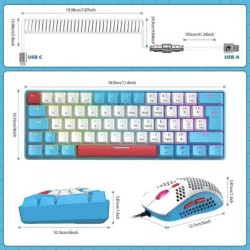 60 Mechanical Keyboard and Mouse Combo + Tray USB C Cable, RGB LED Bac