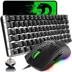 LED Backlit Wired Mechanical Keyboard Brown Switch&RGB 6400 DPI Lightw