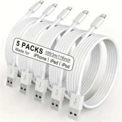 5Packs 10FT Long Lightning Charging Cable For iPhone 14 13 12 11 Pro X