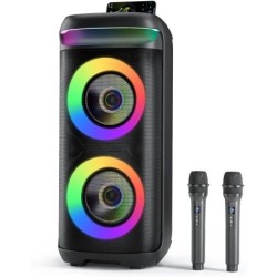 Karaoke Machine with 2 Wireless Microphone for Adults, Portable Blueto