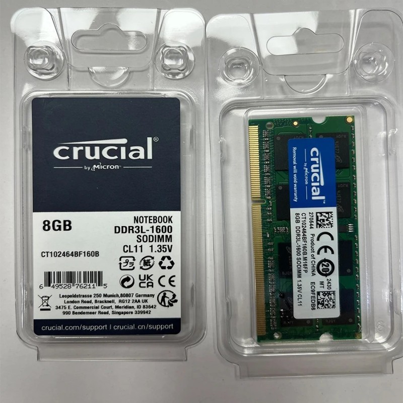 Crucial RAM DDR3 DDR3L 8GB 1600MHz SODIMM Ram PC- 12800 1.35V 204Pin f Crucial RAM DDR3 DDR3L 8GB 1600MHz SODIMM Ram PC- 12800 1.35V 204Pin f