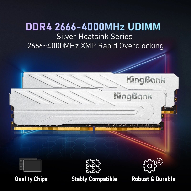  KingBank Computer Desktop Memory Ram DDR4 8G/16G 2666/3200/4000MHz wi