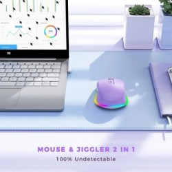 Wireless Mouse Jiggler LED Rechargeable Moving Mouse Mover for Laptop 