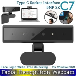C7 Facial Recognition Webcam 5MP 2K Type C Socket Interface Identifica