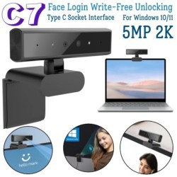 C7 Facial Recognition Webcam 5MP 2K Type C Socket Interface Identifica