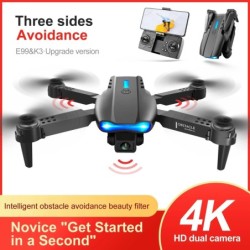 E99 PRO Drone with Flash Professional 4K Dual Camera WIFI Obstacle Avo