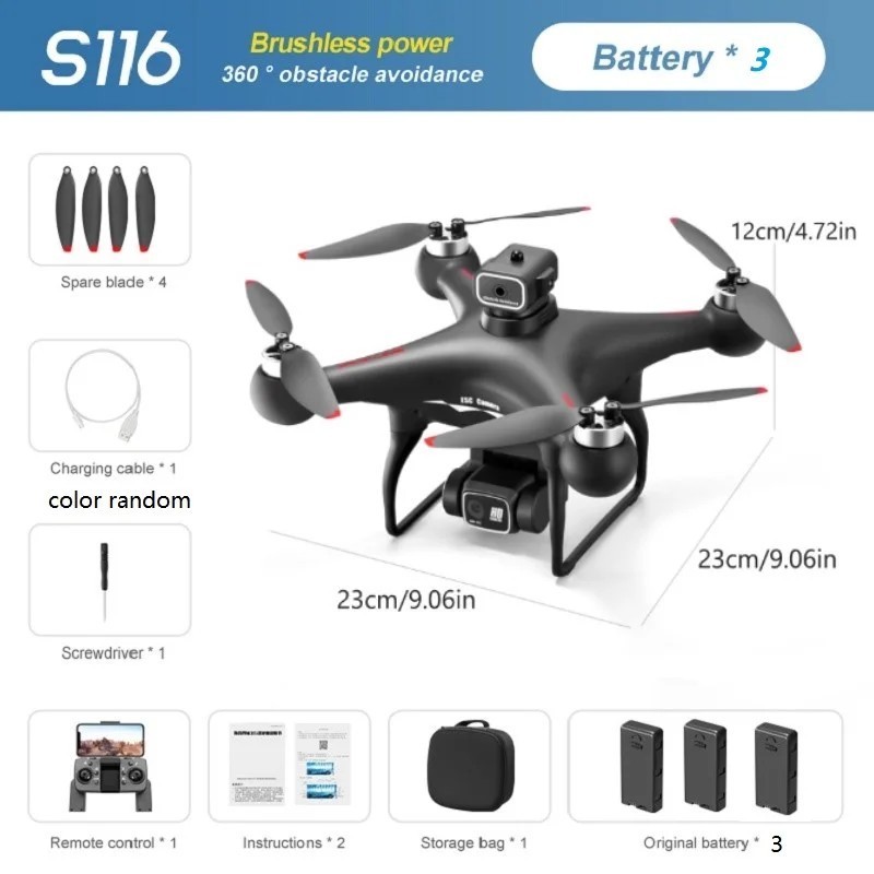 S116 MAX Drone Professional with 3 Batteries 8K Dual Camera Optical Fl