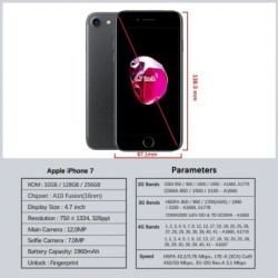 Apple-iPhone 7 4G LTE Cell Phone, 4.7 "Retina, 32GB, 128GB, 256GB ROM 