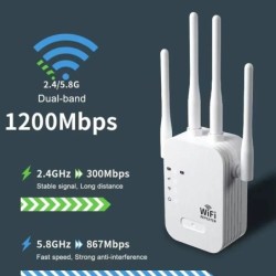 NEW 1200Mbps WiFi Repeater Wireless Extender WiFi Booster 5G 2.4G Dual