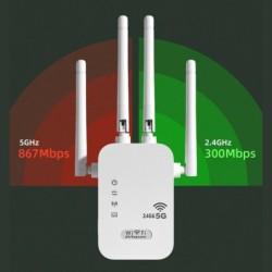 1200Mbps Wireless WiFi Repeater 4 Antennas Dual-Band 2.4GHz/5GHz Wi-Fi