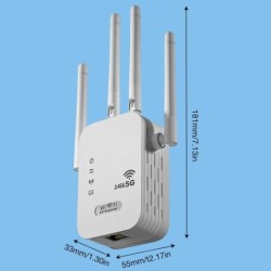 1200Mbps Wireless WiFi Repeater 4 Antennas Dual-Band 2.4GHz/5GHz Wi-Fi