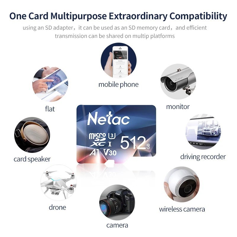 Netac Memory Card micro sd card 512gb 256gb 128gb 64gb 32gb U3 Card FA