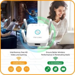 5G /2.4G WiFi Repeater Router Amplifier Long Range Extender 1200M/300M