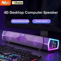 4D Computer Speakers Bluetooth 5.0 Wired Loudspeaker Surround Soundbar