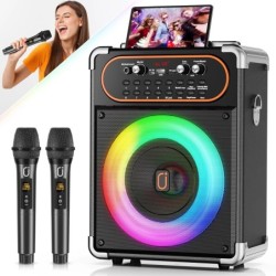 S68 Kara Ok with 2 Microphones, Portable Bluetooth 5.3 Kara Ok Speaker