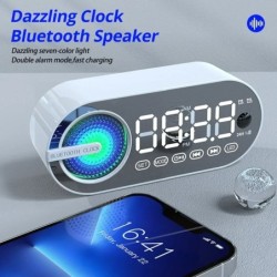 Quiet Wireless Bluetooth Speaker Alarm Clock RGB TWS USB LED Mirror Di