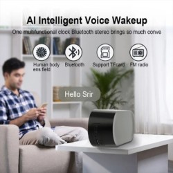 Quiet Wireless Bluetooth Speaker Alarm Clock RGB TWS USB LED Mirror Di